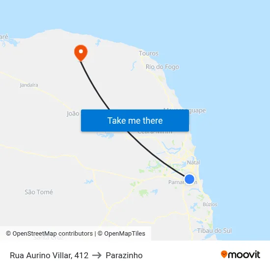 Rua Aurino Villar, 412 to Parazinho map