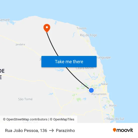 Rua João Pessoa, 136 to Parazinho map