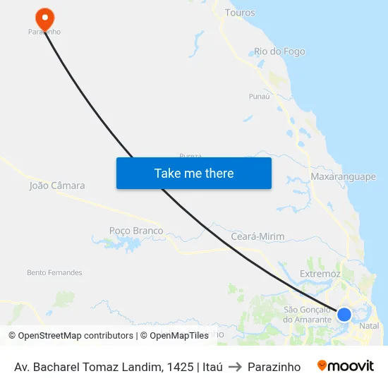 Av. Bacharel Tomaz Landim, 1425 | Itaú to Parazinho map