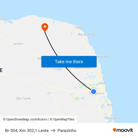 Br-304, Km 302,1 Leste to Parazinho map
