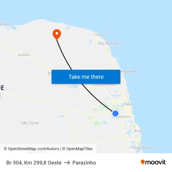 Br-304, Km 299,8 Oeste to Parazinho map