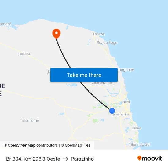 Br-304, Km 298,3 Oeste to Parazinho map