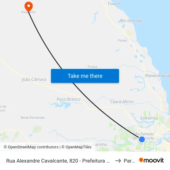 Rua Alexandre Cavalcante, 820 - Prefeitura Municipal De São Gonçalo Do Amarante to Parazinho map