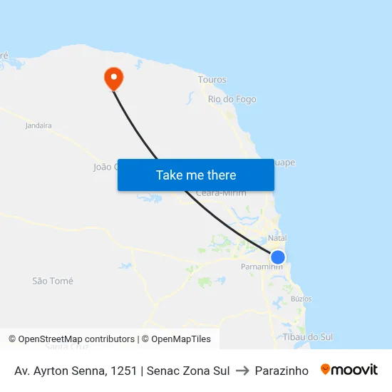 Av. Ayrton Senna, 1251 | Senac Zona Sul to Parazinho map