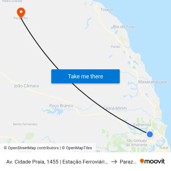 Av. Cidade Praia, 1455 | Estação Ferroviária Do Nova Natal to Parazinho map