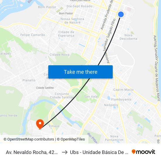 Av. Nevaldo Rocha, 4214 | Igreja Do Nazareno to Ubs - Unidade Básica De Saúde - Parque Industrial map