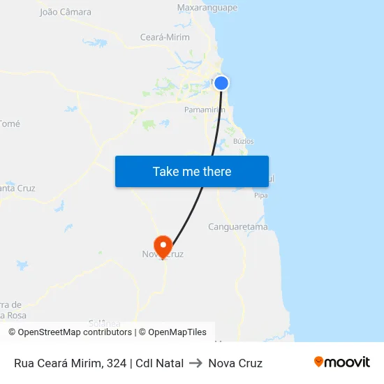 Rua Ceará Mirim, 324 | Cdl Natal to Nova Cruz map