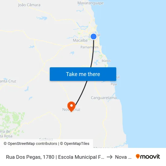 Rua Dos Pegas, 1780 | Escola Municipal Ferreira Itajubá to Nova Cruz map