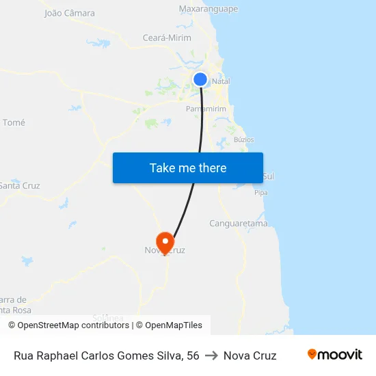 Rua Raphael Carlos Gomes Silva, 56 to Nova Cruz map