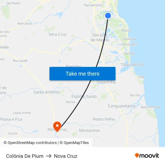 Colônia De Pium to Nova Cruz map