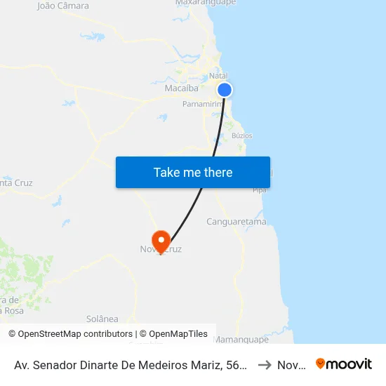 Av. Senador Dinarte De Medeiros Mariz, 5600 | Wish Natal Exclusive Resort to Nova Cruz map