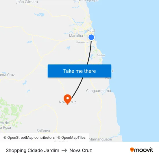 Shopping Cidade Jardim to Nova Cruz map