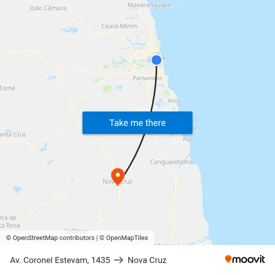 Av. Coronel Estevam, 1435 to Nova Cruz map