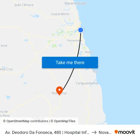 Av. Deodoro Da Fonseca, 480 | Hospital Infantil Varela Santiago to Nova Cruz map