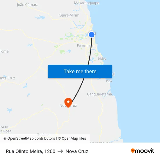 Rua Olinto Meira, 1200 to Nova Cruz map