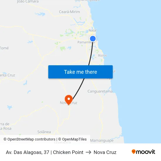 Av. Das Alagoas, 37 | Chicken Point to Nova Cruz map