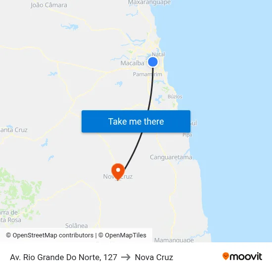 Av. Rio Grande Do Norte, 127 to Nova Cruz map