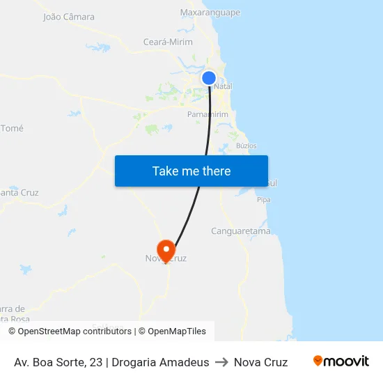 Av. Boa Sorte, 23 | Drogaria Amadeus to Nova Cruz map