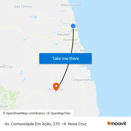 Av. Comunidade Em Ação, 270 to Nova Cruz map