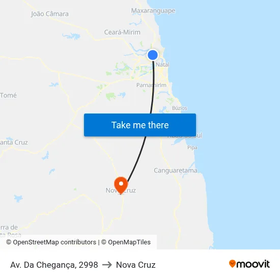 Av. Da Chegança, 2998 to Nova Cruz map