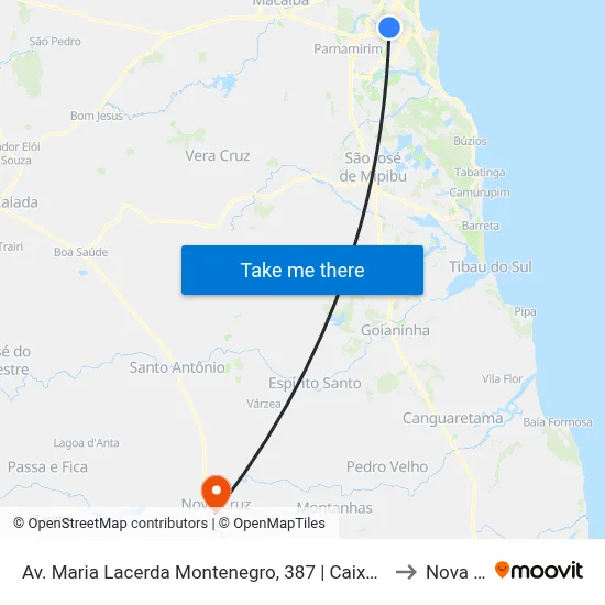 Av. Maria Lacerda Montenegro, 387 | Caixa Econômica Federal to Nova Cruz map