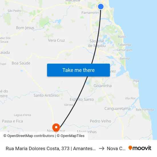 Rua Maria Dolores Costa, 373 | Amantes Do Açaí to Nova Cruz map