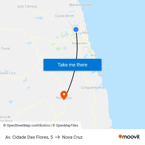 Av. Cidade Das Flores, 5 to Nova Cruz map