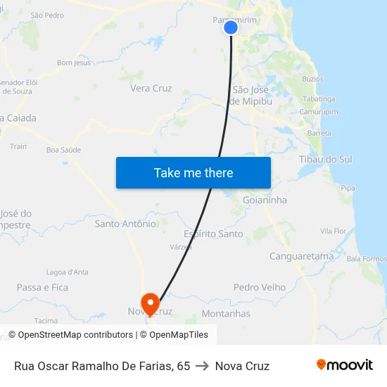 Rua Oscar Ramalho De Farias, 65 to Nova Cruz map