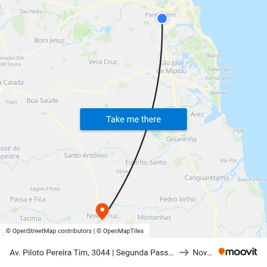 Av. Piloto Pereira Tim, 3044 | Segunda Passarela / Mar Vermelho Distribuidora to Nova Cruz map
