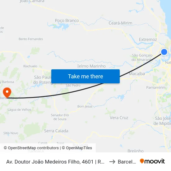 Av. Doutor João Medeiros Filho, 4601 | Raru's Motel to Barcelona map