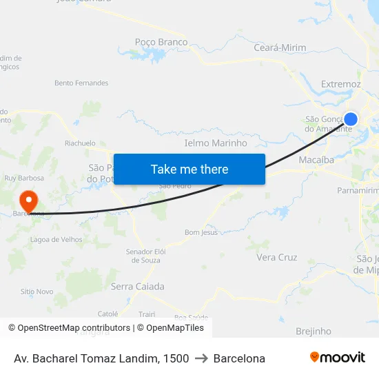 Av. Bacharel Tomaz Landim, 1500 to Barcelona map