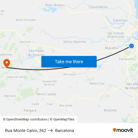 Rua  Monte Calvo, 362 to Barcelona map