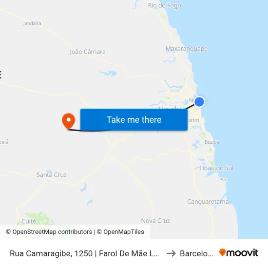 Rua Camaragibe, 1250 | Farol De Mãe Luiza to Barcelona map