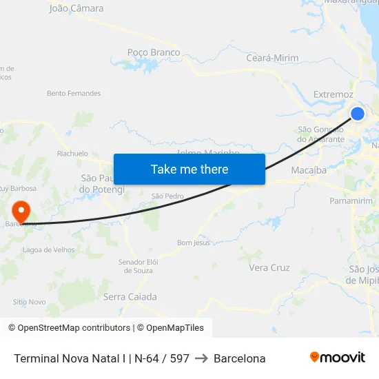 Terminal Nova Natal I | N-64 / 597 to Barcelona map