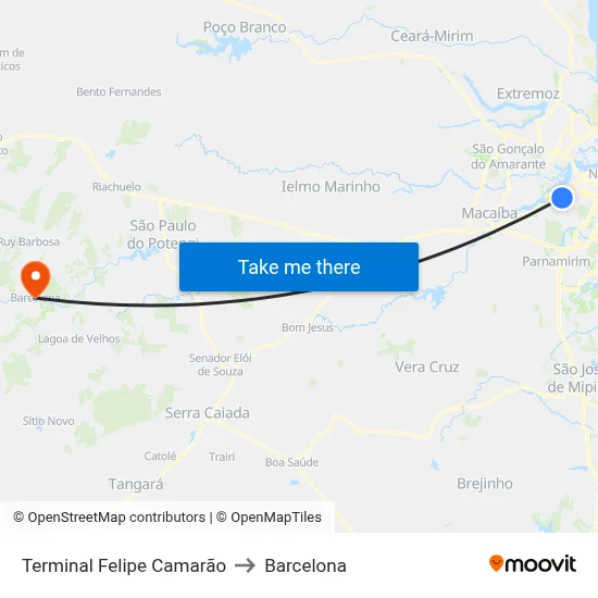 Terminal Felipe Camarão to Barcelona map