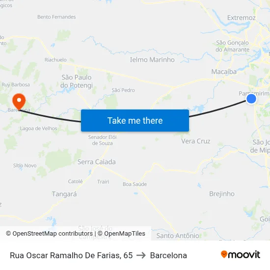 Rua Oscar Ramalho De Farias, 65 to Barcelona map