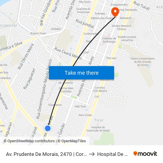 Av. Prudente De Morais, 2470 | Corpo De Bombeiros Do Rn to Hospital De Olhos Do Rn map