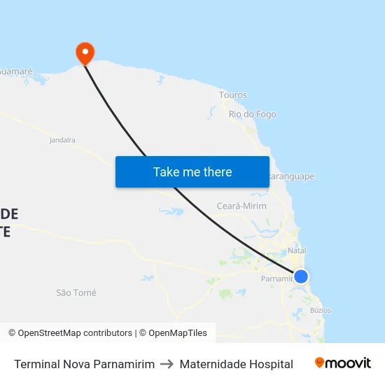Terminal Nova Parnamirim to Maternidade Hospital map