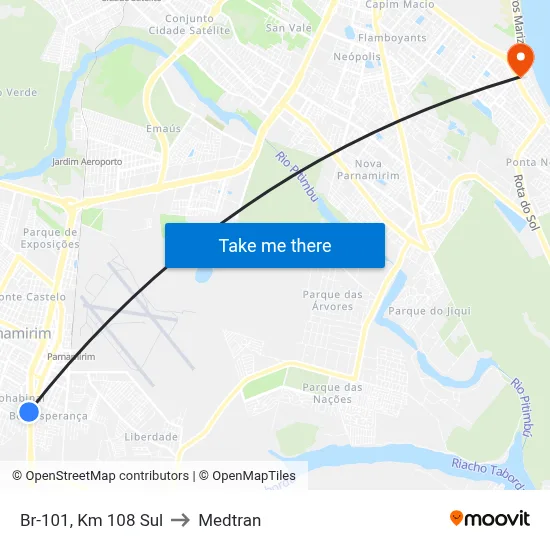 Br-101, Km 108 Sul to Medtran map