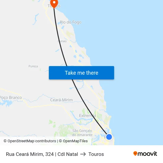 Rua Ceará Mirim, 324 | Cdl Natal to Touros map