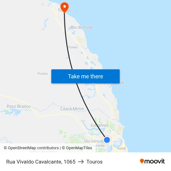 Rua Vivaldo Cavalcante, 1065 to Touros map