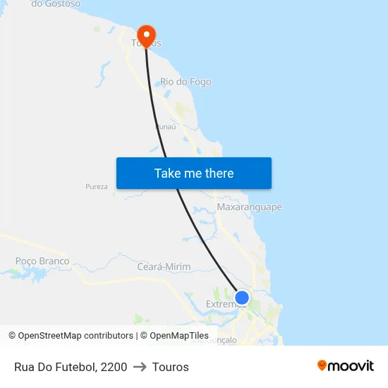 Rua Do Futebol, 2200 to Touros map