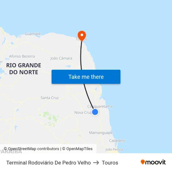 Terminal Rodoviário De Pedro Velho to Touros map
