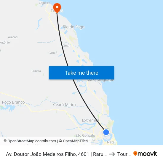 Av. Doutor João Medeiros Filho, 4601 | Raru's Motel to Touros map