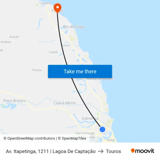 Av. Itapetinga, 1211 | Lagoa De Captação to Touros map