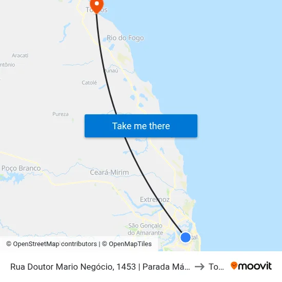 Rua Doutor Mario Negócio, 1453 | Parada Mário Negócio - Zona Norte to Touros map