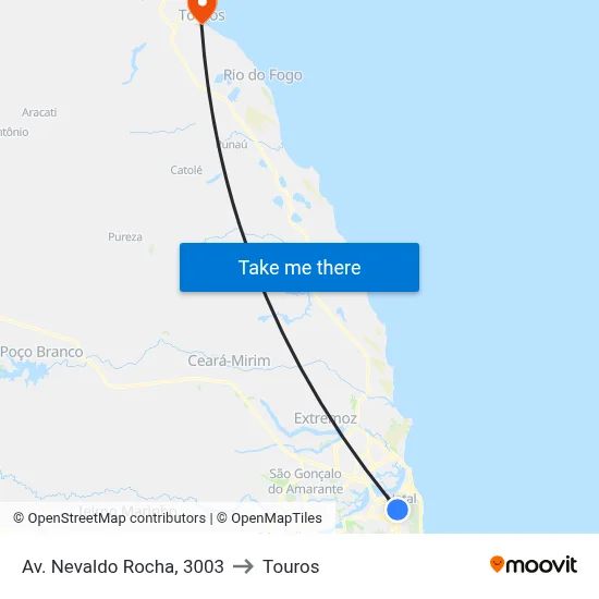 Av. Nevaldo Rocha, 3003 to Touros map
