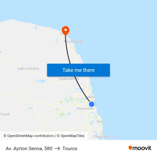 Av. Ayrton Senna, 580 to Touros map