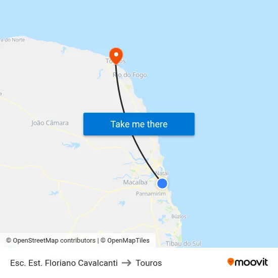 Esc. Est. Floriano Cavalcanti to Touros map
