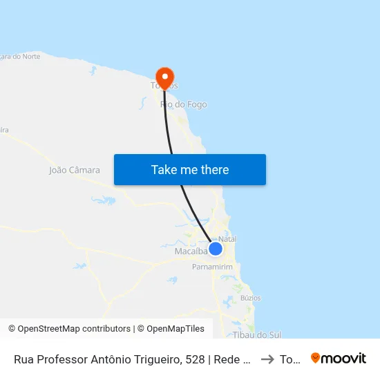 Rua Professor Antônio Trigueiro, 528 | Rede Mais Felipe Camarão to Touros map